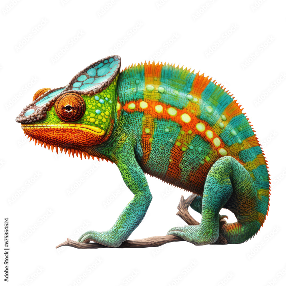 Obraz premium Chameleon isolated on transparent background