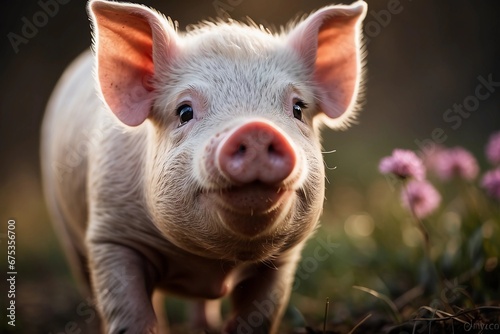 In the Limelight: A Petite Piglet's Endearing Portrait