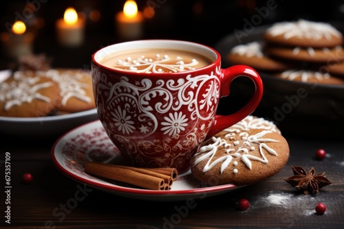 cup of coffee with cookies