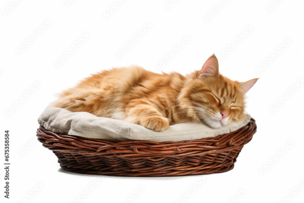 norwegian forest cat sleeping on isolated background