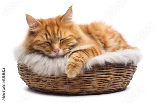 norwegian forest cat sleeping on isolated background