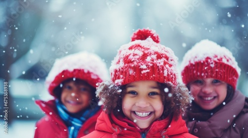 A group of children playing in the snow