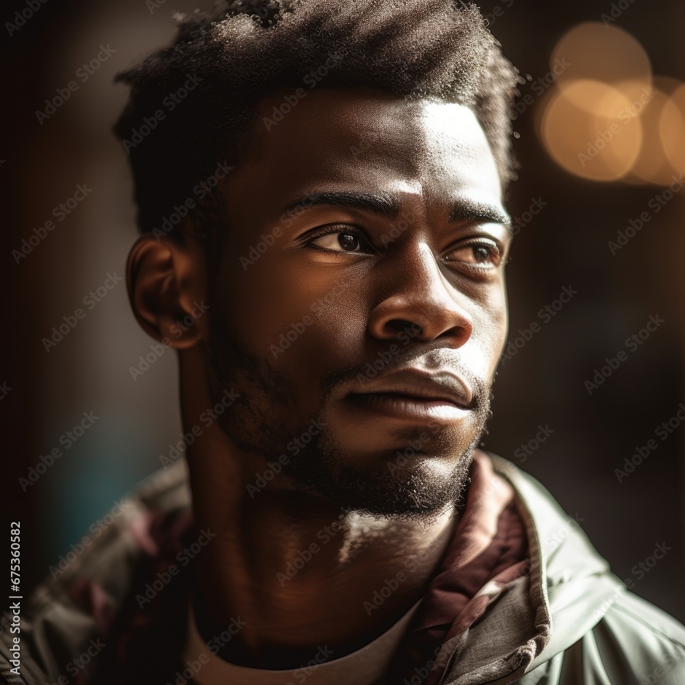 Black man in a jacket looking at the camera. Black man in a jacket looking at the camera.