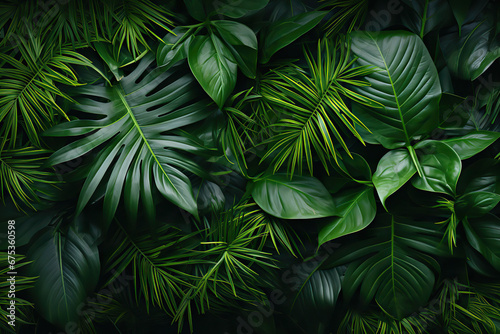Obraz na płótnie Verdant Serenity: A Lush Green Foliage Background,fern leaves,leaf w salonie