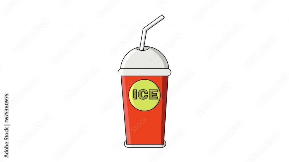 animated video forming of the ice drink cup icon animated video forming of the ice drink cup icon
