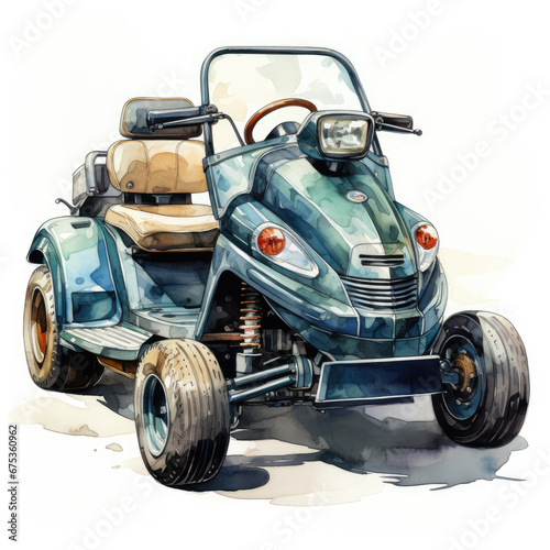 watercolor Go-Kart clipart, Generative Ai