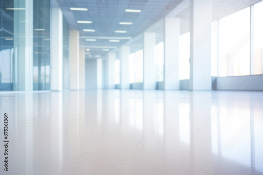 Blurred view of empty corridor in company Blurred view of empty corridor in company