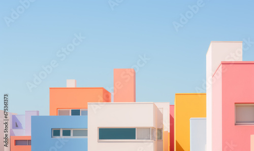 Colored buildings. Abstract modern architecture, minimalistic style