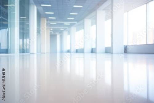 Blurred view of empty corridor in company