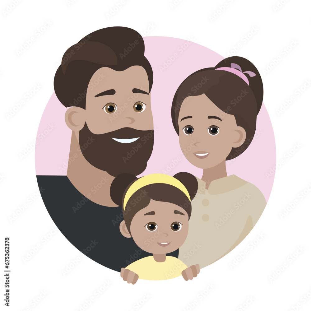 Happy family. Parents with daughter. vector illustration. Flat design. Happy family. Parents with daughter. vector illustration. Flat design.
