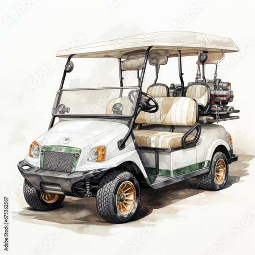 watercolor Golf Cart clipart, Generative Ai