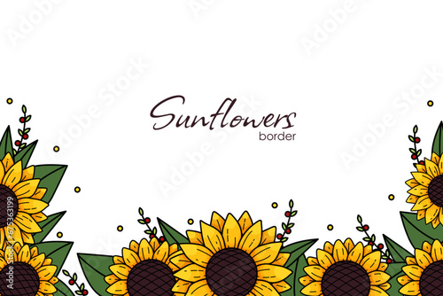 Fototapeta Naklejka Na Ścianę i Meble -  Sunflower frame. Sunflower vector background for image and text. Collection decorative floral design elements. Vector illustration EPS10