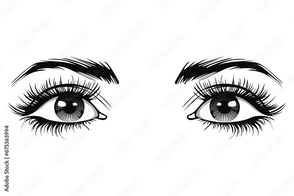 Beautiful female eyes with big lashes and eyebrows. Eyeliner glamour makeup. Beautiful female eyes with big lashes and eyebrows. Eyeliner glamour makeup.