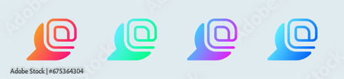 Mention solid icon in gradient colors. At signs vector illustration.