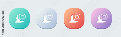 Mention solid icon in flat design style. At signs vector illustration.
