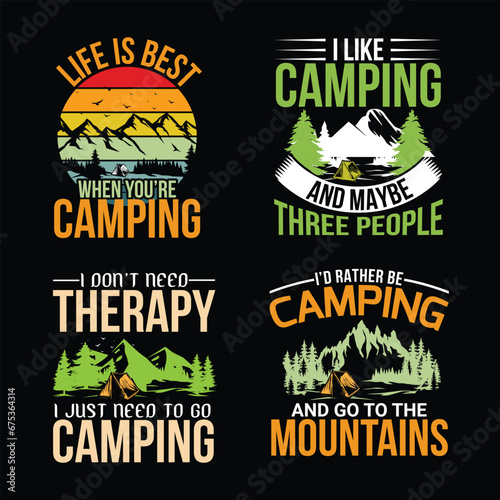  Camping t shirt design vector bundle
