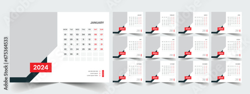 Planner template with calendar for 2024 year