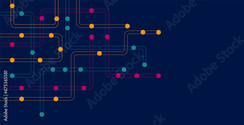 Circuit connect lines and dots. Network technology and Connection concept. Decentralized network nodes connections