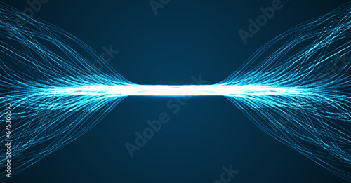 Ai technology. Concept of artificial intelligence. Blue and dots lines. Digital, communication, science, networks