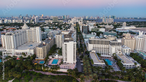 Aerial view of the streets of Miami south beach, florida, usa