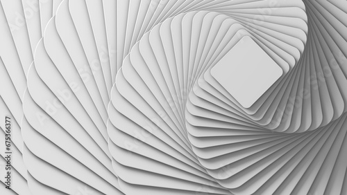 abstract white geometric background in the form of squares with rounded corners. 3D render.