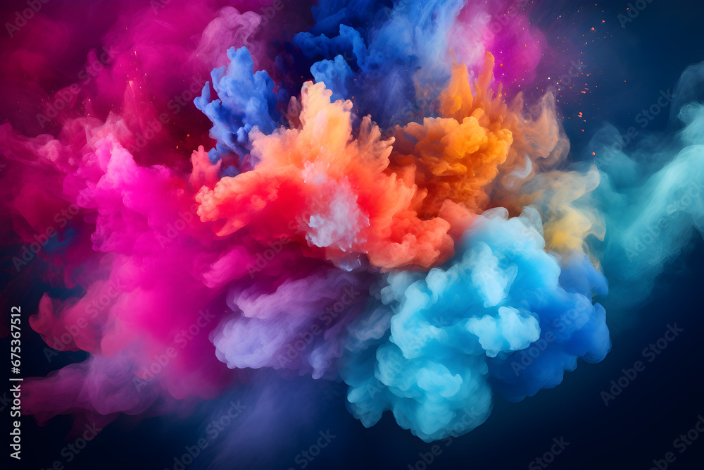 Holi colors, colorful powder explosion