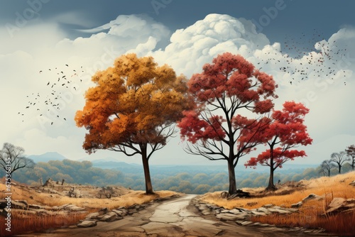 autumn tree in the mountains