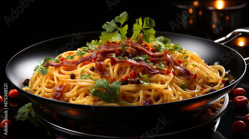 spaghetti with sauce HD 8K wallpaper Stock Photographic Image