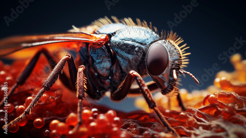 Macro photography of a wasp gathering nectar © Visionary Vistas