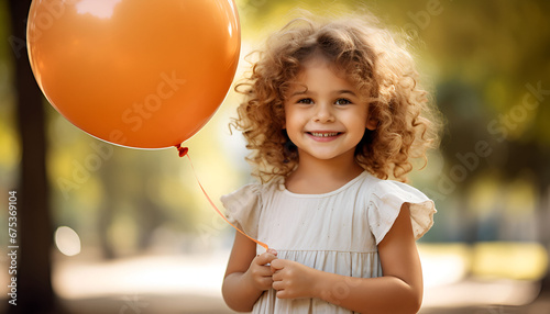 A Portrait Of Happy little girl holding a balloon,Premium Quality Image, HD Wallpaper