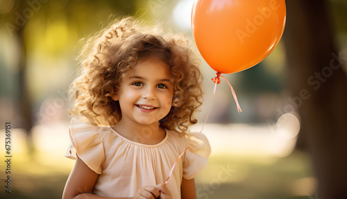 A Portrait Of Happy little girl holding a balloon,Premium Quality Image, HD Wallpaper