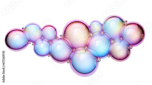 Colorful liquid bubbles, 3d render glossy shapes isolated on transparent background. Generative AI
