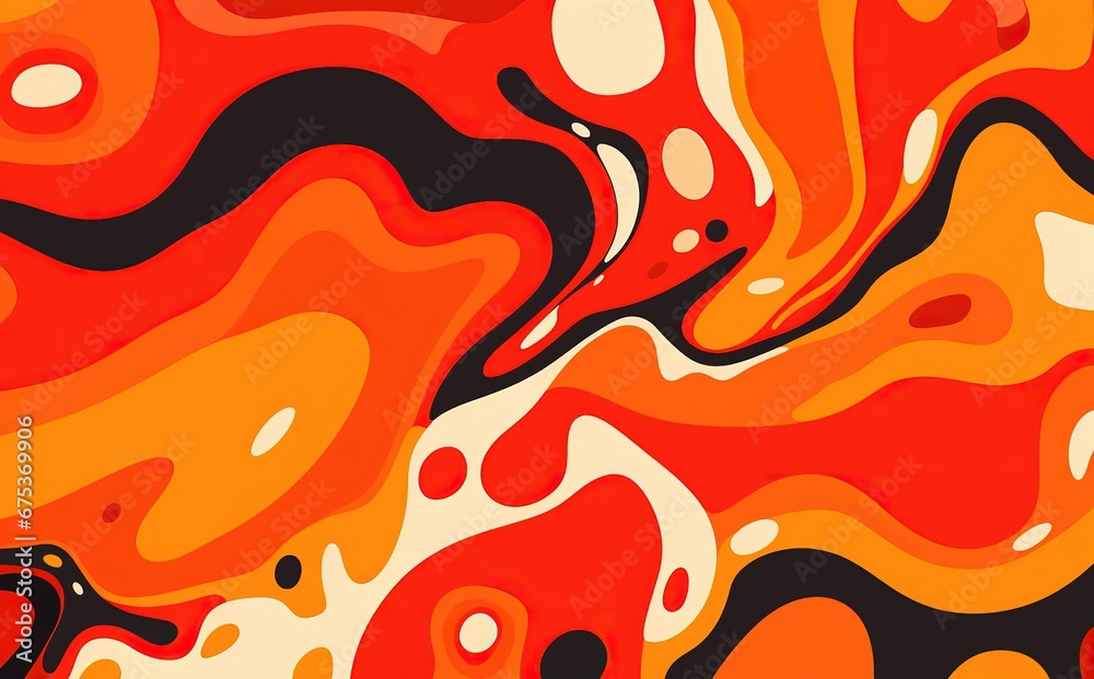 Abstract, colored, wavy lines background. Smooth curves pattern. Color orange, yellow, black, white. Work piece.