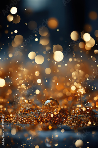 Festive Extravagance: Golden Bubbles and Glitter,golden background,background with bokeh