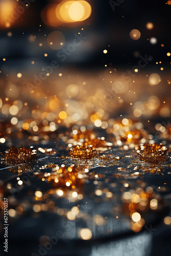 Festive Extravagance  Golden Bubbles and Glitter golden background background with bokeh