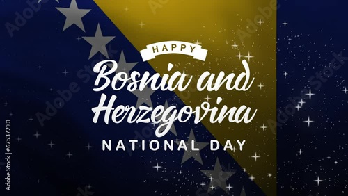 Happy Bosnia and Herzegovina National Day Lettering Text Animation with Bosnia and Herzegovina flag. Celebrate National Day on 25th of November. Great for celebrating Bosnia and Herzegovina Day. photo