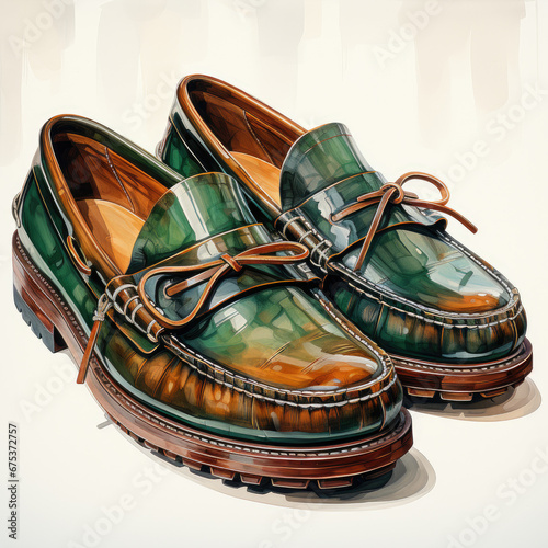 watercolor loafer Slipper clipart, Generative Ai