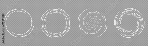 Vector png astract vector dynamic white funnels, spirals, centrifuge. Abstract light circular frame. Dynamic light lines in a circle.