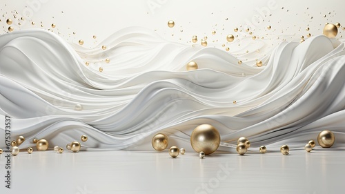 Abstract Christmas decorative 3d background white gold color