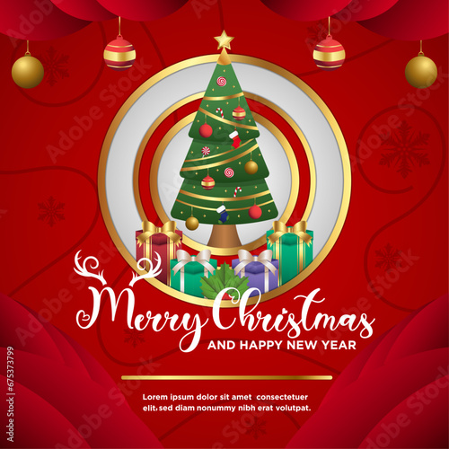 Vector Merry Christmas and Happy New Year Elegant Background