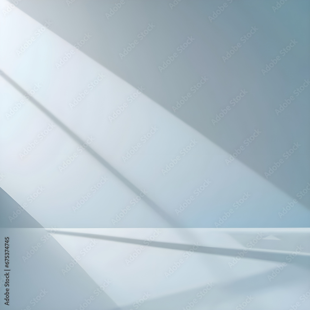 Minimal abstract light blue background for product presentation. Shadow and light from windows on plaster wall. Minimal abstract light blue background for product presentation. Shadow and light from windows on plaster wall.