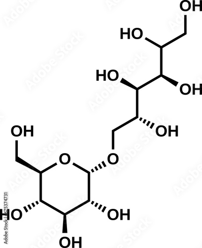 Isomalt chemical structural formula, vector illustration