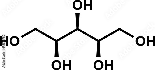 Xylitol chemical structural formula, vector illustration