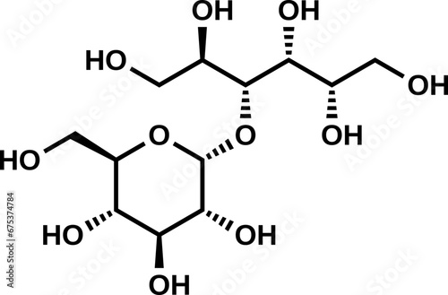 Maltitol chemical structural formula, vector illustration