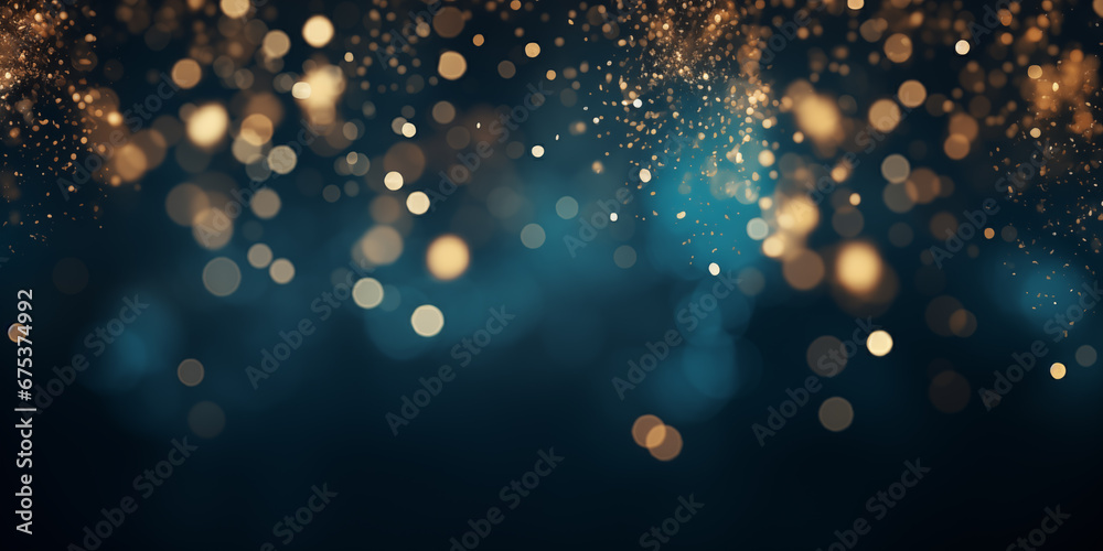 New year fireworks and sparkles with bokeh on a dark blue background New year fireworks and sparkles with bokeh on a dark blue background