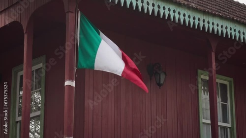 Italian Flag at Ethnicities Square (Praca das Etnias) - Gramado, Rio Grande do Sul, Brazil