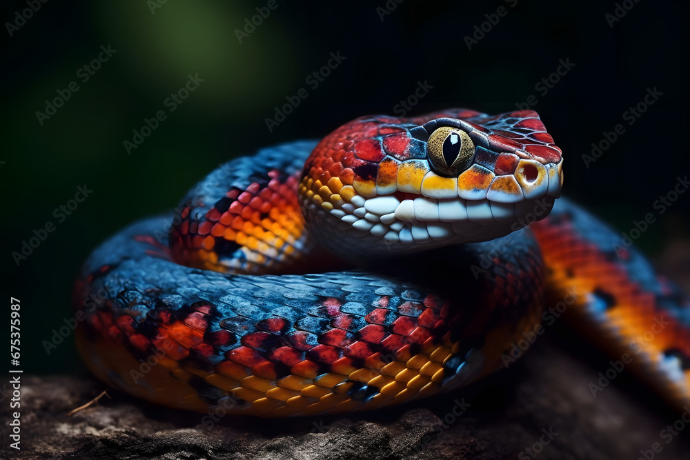 Fototapeta premium snake on a black background.