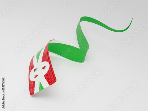 3d Flag Of Burundi 3d Wavy Shiny Burundi Ribbon Isolated On White Background 3d illustration photo