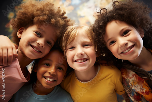 Happy multiracial children looking at camera © MrAdobe