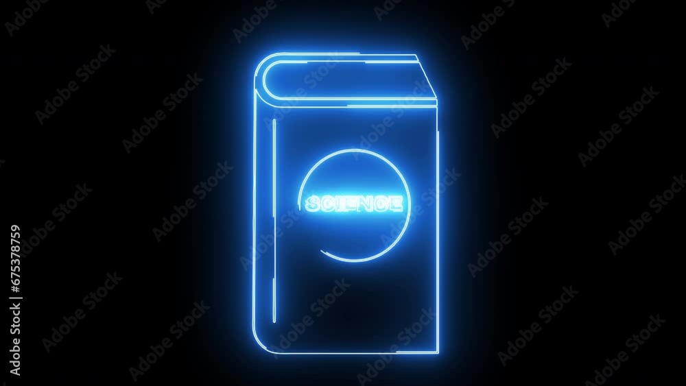 Animated science book icon with a glowing neon effect Animated science book icon with a glowing neon effect